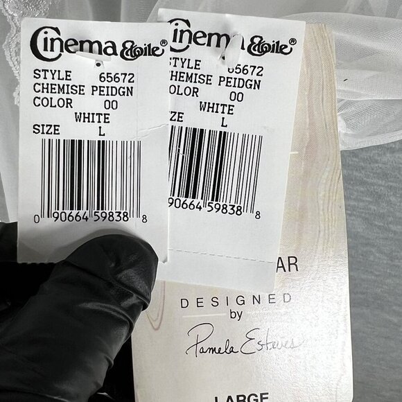 NWT Cinema Etoile Women L White Chiffon Robe Satin Babydoll Chemise Peignoir Set - Picture 12 of 16
